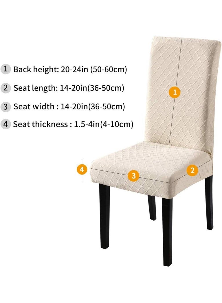 Stretch Dining Chair Polyester Spandex Fabric Slipcovers Washable Removable Chair Slipcover Dining Chair Protector Cover, for Kitchen, Dining Room (Beige/Jacquard,Pack of 6) - Image 4